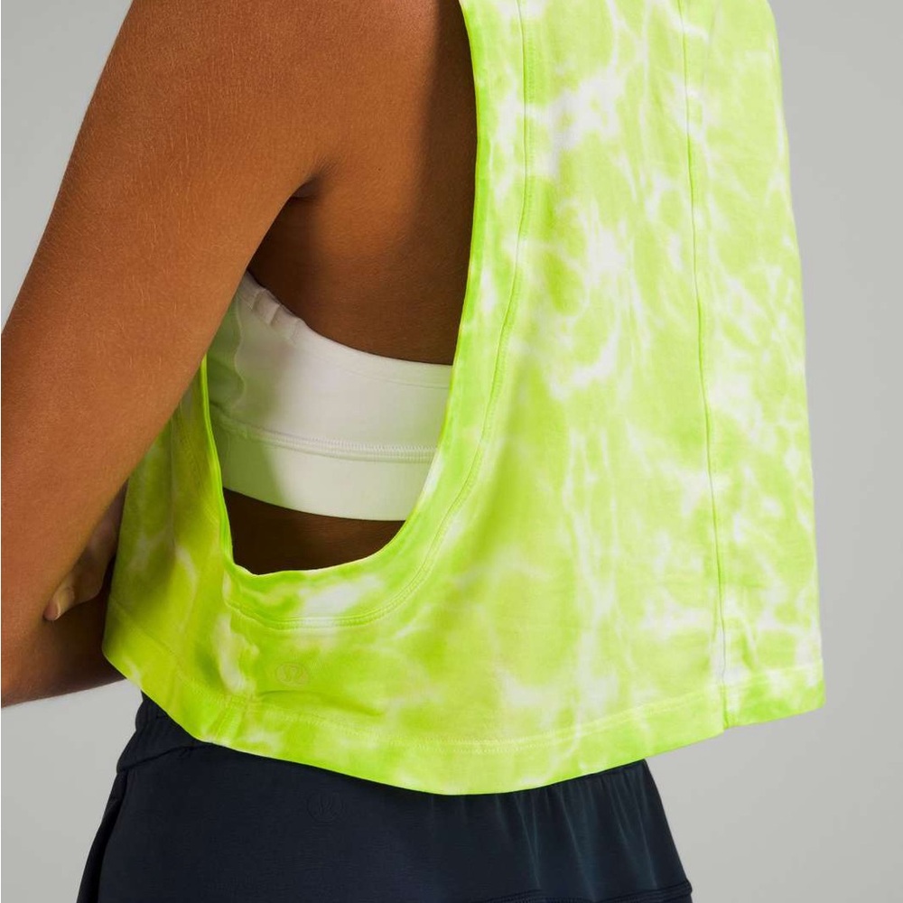 Lululemon Athletica Neon Green Tie-Dye Crop Top size 6 - Picture 3 of 7